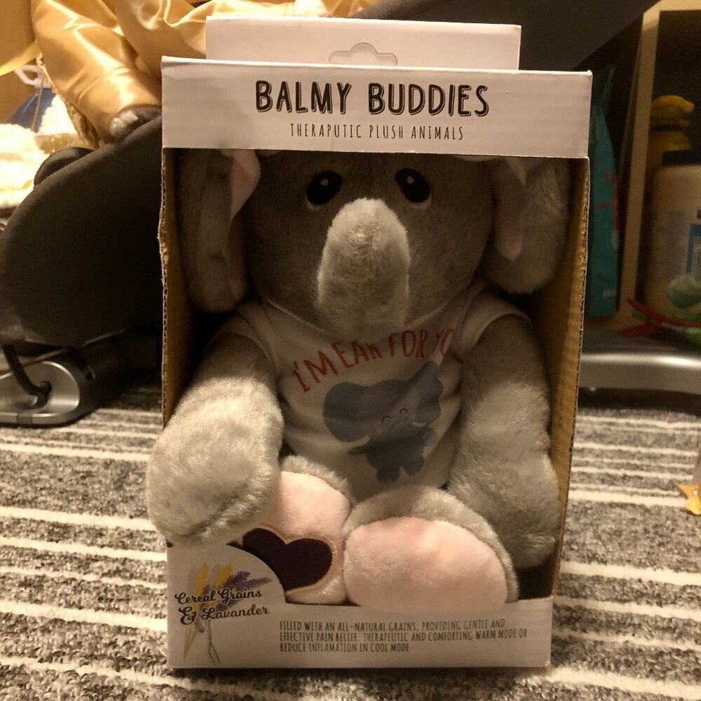 NIB Balmy Buddies Therapeutic Lavender & Grain Plush Elephant Heat/Cold Pack
